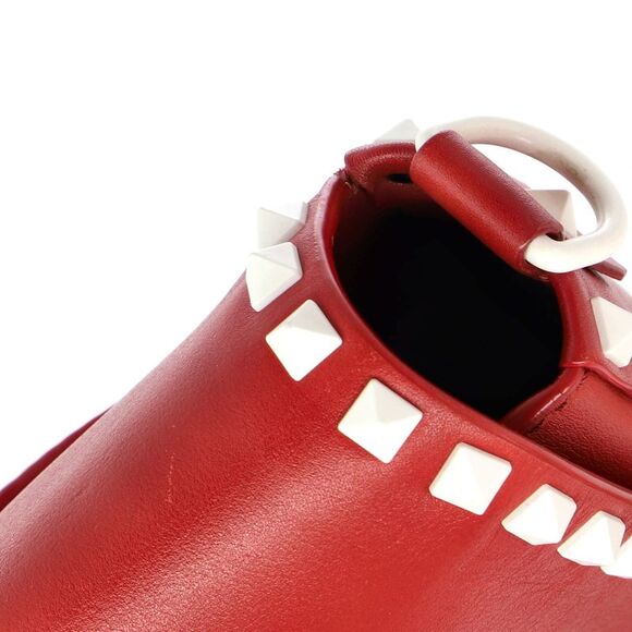 Valentino Garavani Free Rockstud Saddle Crossbody Bag Leather Medium Red - Picture 7 of 9